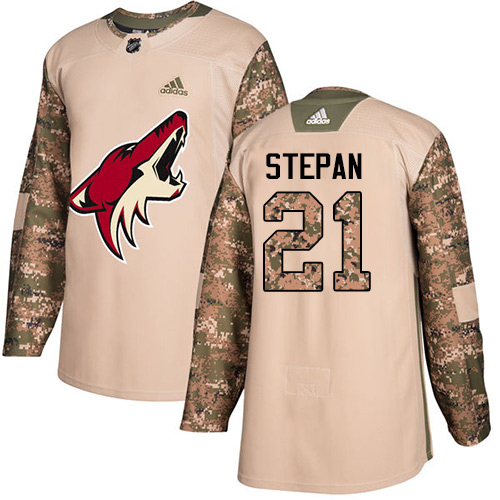 Adidas Arizona Coyotes #21 Derek Stepan Camo Authentic 2017 Veterans Day Stitched Jersey Men's