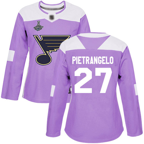 Adidas St. Louis Blues #27 Alex Pietrangelo Purple Authentic Fights Cancer Stanley Cup Champions Women's Stitched Jersey Womens
