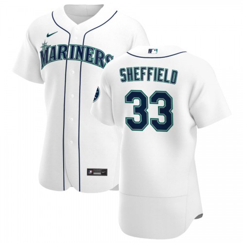 Seattle Seattle Mariners #33 Justus Sheffield Men's White Home 2020 Authentic Player Jersey Men's