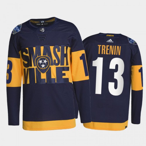 Adidas Nashville Predators #13 Yakov Trenin Men's 2022 Stadium Series Authentic Jersey - Navy Men's