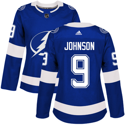 Adidas Tampa Bay Lightning #9 Tyler Johnson Blue Home Authentic Women's Stitched Jersey Womens