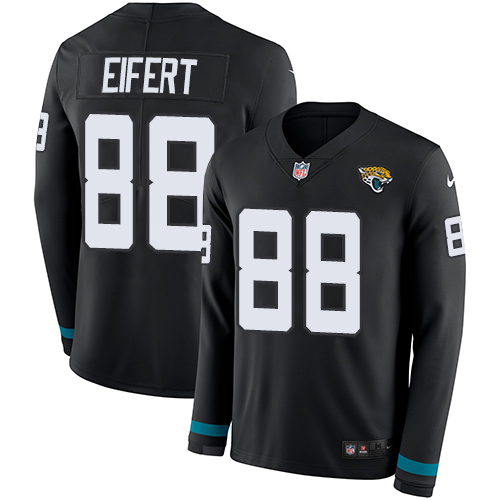 Jacksonville Jaguars #88 Tyler Eifert Black Team Color Youth Stitched Limited Therma Long Sleeve Jersey Youth