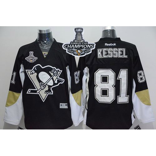 Pittsburgh Penguins #81 Phil Kessel Black Home 2017 Stanley Cup Finals Champions Stitched Jersey Men's