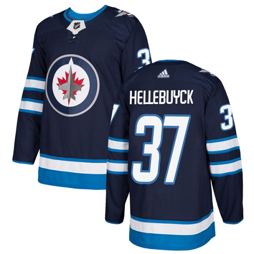 Adidas Winnipeg Jets #37 Connor Hellebuyck Navy Blue Home Authentic Stitched Youth Jersey Youth