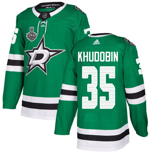 Adidas Dallas Stars #35 Anton Khudobin Green Home Authentic Youth 2020 Stanley Cup Final Stitched Jersey Youth