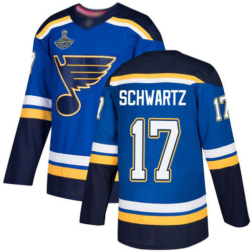 Adidas St. Louis Blues #17 Jaden Schwartz Blue Home Authentic Stanley Cup Champions Stitched Jersey Men's
