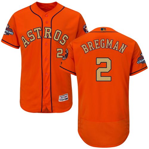 Houston Astros #2 Alex Bregman Orange FlexBase Authentic 2018 Gold Program Cool Base Stitched Jersey Men's