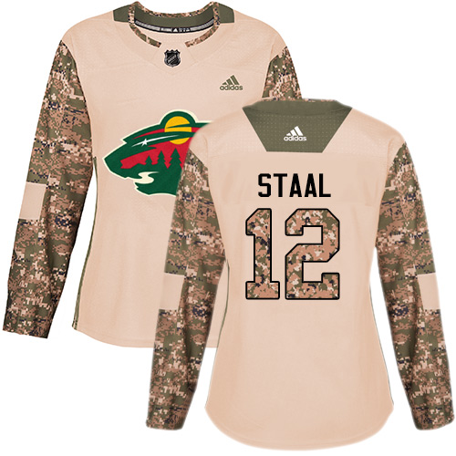 Adidas Minnesota Wild #12 Eric Staal Camo Authentic 2017 Veterans Day Women's Stitched Jersey Womens