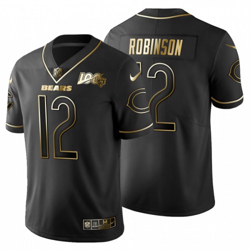 Chicago Chicago Bears #12 Allen Robinson Men's Black Golden Limited 100 Jersey Men's