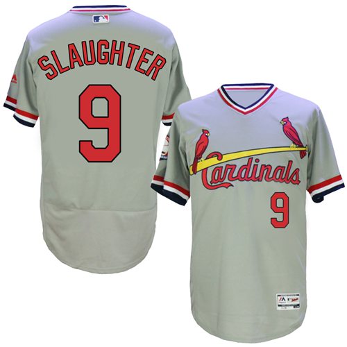 St.Louis Cardinals #9 Enos Slaughter Grey Flexbase Authentic Collection Cooperstown Stitched Jersey Men's