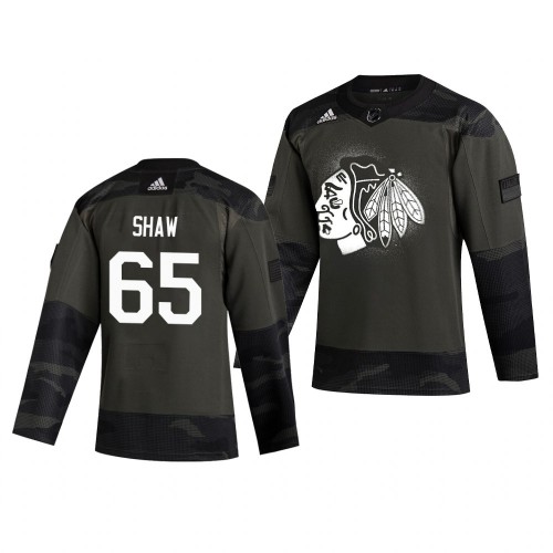 Chicago Chicago Blackhawks #65 Andrew Shaw Adidas 2019 Veterans Day Men's Authentic Practice Jersey Camo Men's