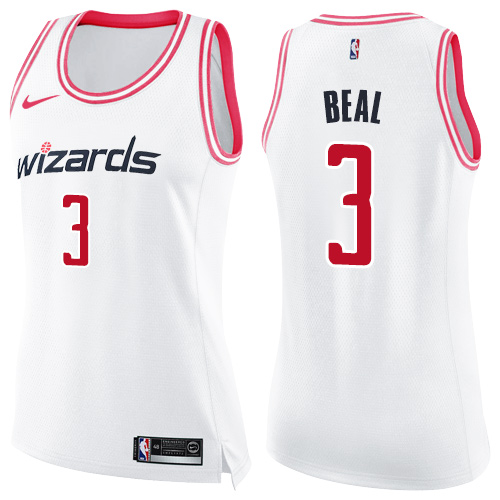 Washington Wizards #3 Bradley Beal White/Pink Womens Swingman Fashion Jersey Womens