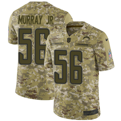 Los Angeles Chargers #56 Kenneth Murray Jr Camo Youth Stitched Limited 2018 Salute To Service Jersey Youth
