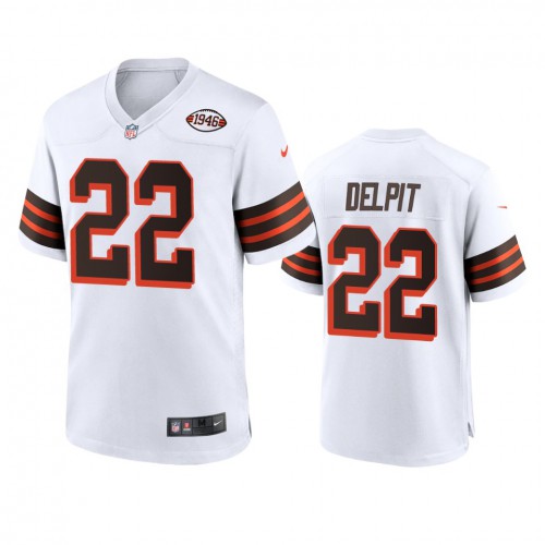 Men's Cleveland Browns #22 Grant Delpit 1946 Collection Alternate Game Limited Jersey - White Men's