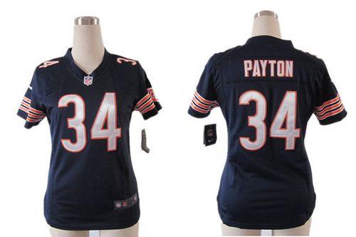 Bears #34 Walter Payton Navy Blue Team Color Draft Him Name & Number Top Women's Stitched Elite Jersey
