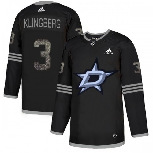 Adidas Dallas Stars #3 John Klingberg Black Authentic Classic Stitched Jersey Men's