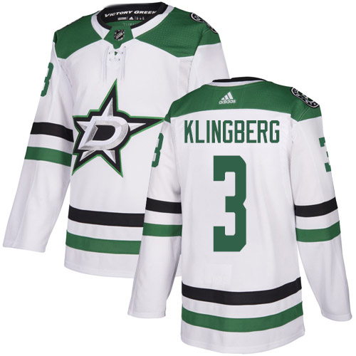 Adidas Dallas Stars #3 John Klingberg White Road Authentic Stitched Jersey Men's