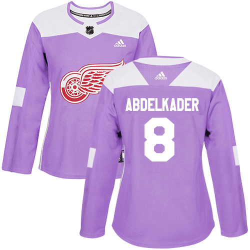 Adidas Detroit Red Wings #8 Justin Abdelkader Purple Authentic Fights Cancer Women's Stitched Jersey Womens