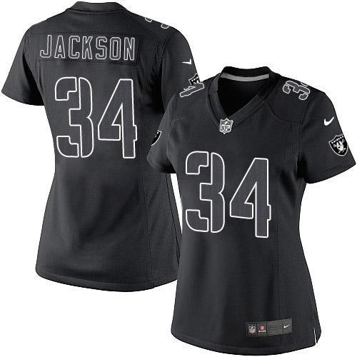 Raiders #34 Bo Jackson Black Impact Women's Stitched Limited Jersey