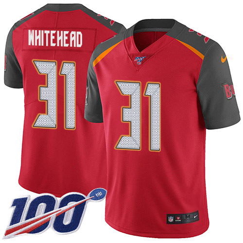 Tampa Bay Buccaneers #31 Jordan Whitehead Red Team Color Men's Stitched 100th Season Vapor Untouchable Limited Jersey Men's