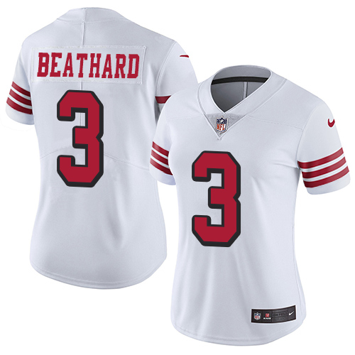 San Francisco 49ers #3 C.J. Beathard White Rush Women's Stitched Vapor Untouchable Limited Jersey Womens
