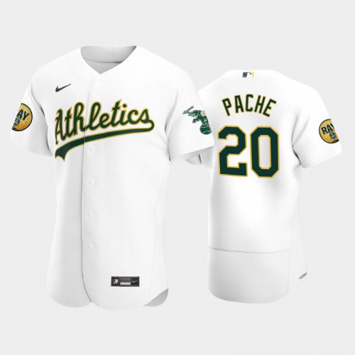 Oakland Oakland Athletics #20 Cristian Pache Men's 2022 Ray Patch Authentic Home White Jersey Men's
