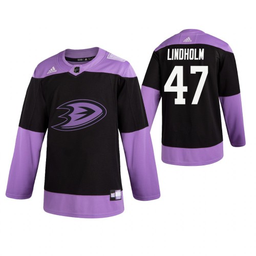 Adidas Anaheim Ducks #47 Hampus Lindholm Men's Black Hockey Fights Cancer Practice Jersey Men's