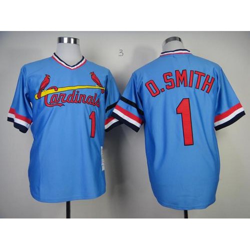 Mitchell And Ness 1982 St.Louis Cardinals #1 Ozzie Smith Blue Stitched Throwback Jersey Men's
