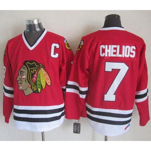 Chicago Blackhawks #7 Chris Chelios Red CCM Throwback Stitched Jersey Men's