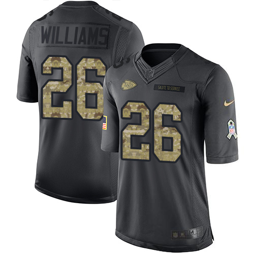 Kansas City Chiefs #26 Damien Williams Black Youth Stitched Limited 2016 Salute to Service Jersey Youth
