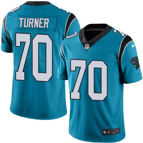 Carolina Panthers #70 Trai Turner Blue Men's Stitched Limited Rush Jersey Men's