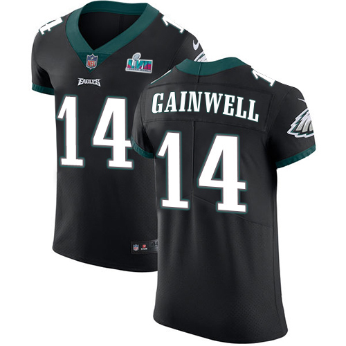 Eagles #14 Kenneth Gainwell Black Alternate Super Bowl LVII Patch Men's Stitched New Elite Jersey