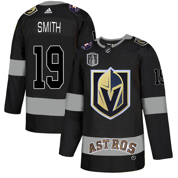 Adidas Golden Knights X Astros #19 Reilly Smith Black 2023 Stanley Cup Final Patch Authentic City Joint Name Stitched Jersey