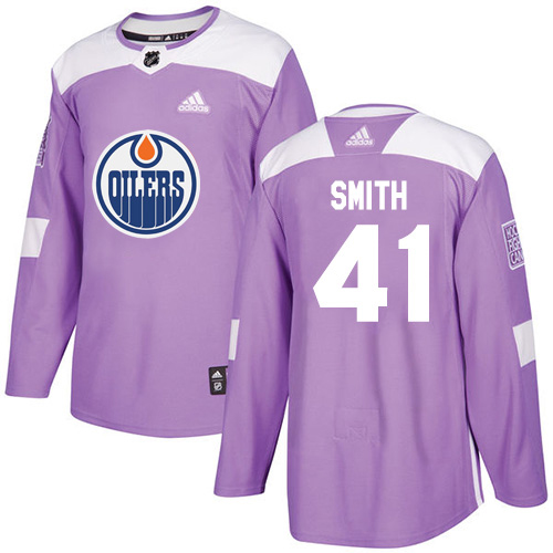 Adidas Edmonton Oilers #41 Mike Smith Purple Authentic Fights Cancer Stitched Youth Jersey Youth