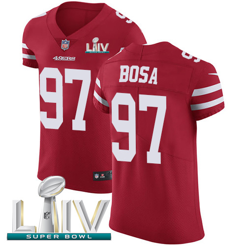 49ers #97 Nick Bosa Red Super Bowl LIV 2020 Team Color Men's Stitched Vapor Untouchable Elite Jersey