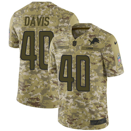 Detroit Lions #40 Jarrad Davis Camo Men's Stitched Limited 2018 Salute To Service Jersey Men's