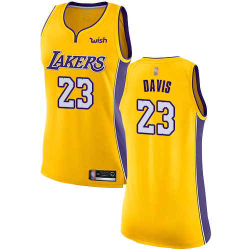 Los Angeles Lakers #23 Anthony Davis Gold Womens Swingman Icon Edition Jersey Womens