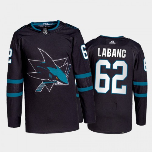 Adidas San Jose Sharks #62 Kevin Labanc Men's 2021-22 Alternate Authentic Jersey - Black Men's