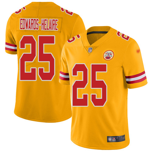 Chiefs #25 Clyde Edwards-Helaire Gold Youth Stitched Limited Inverted Legend Jersey