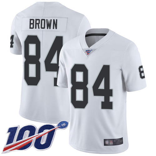 Las Vegas Raiders #84 Antonio Brown White Men's Stitched 100th Season Vapor Limited Jersey Men's