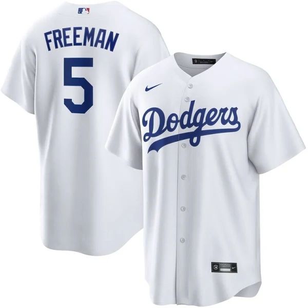 Los Angeles Dodgers #5 Freddie Freeman Men's White Replica Player Jersey