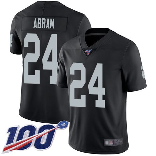 Raiders #24 Johnathan Abram Black Team Color Men's Stitched 100th Season Vapor Limited Jersey