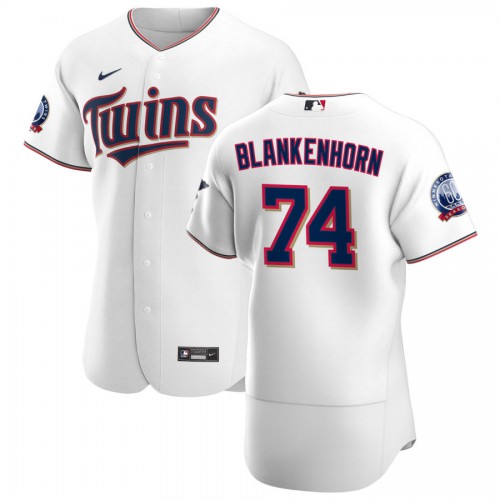 Minnesota Minnesota Twins #74 Travis Blankenhorn Men's White Home 2020 60th Season Authentic Team Jersey Men's
