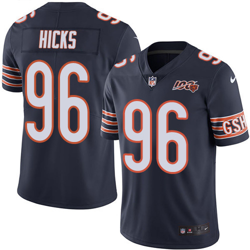Chicago Bears #96 Akiem Hicks Navy Blue Team Color Men's 100th Season Stitched Vapor Untouchable Limited Jersey Men's