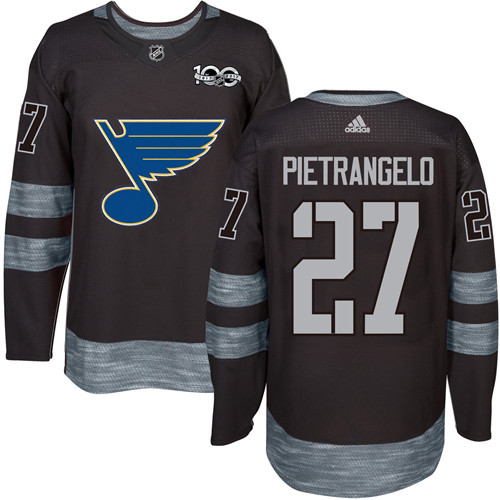 Adidas St. Louis Blues #27 Alex Pietrangelo Black 1917-2017 100th Anniversary Stitched Jersey Men's