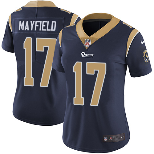 Rams #17 Baker Mayfield Navy Blue Team Color Women's Stitched Vapor Untouchable Limited Jersey