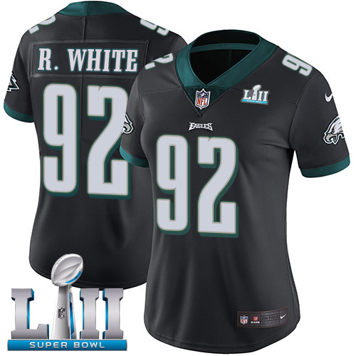 Philadelphia Eagles #92 Reggie White Black Alternate Super Bowl LII Women's Stitched Vapor Untouchable Limited Jersey Womens