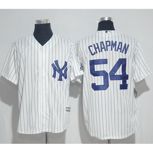New York Yankees #54 Aroldis Chapman White Strip New Cool Base Stitched Jersey Men's