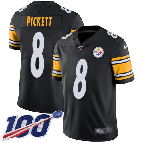 Steelers #8 Kenny Pickett Black Team Color Men's Stitched 100th Season Vapor Limited Jersey