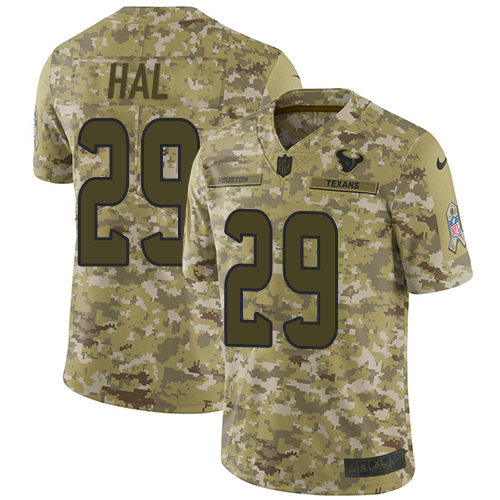 Houston Texans #29 Andre Hal Camo Men's Stitched Limited 2018 Salute To Service Jersey Men's